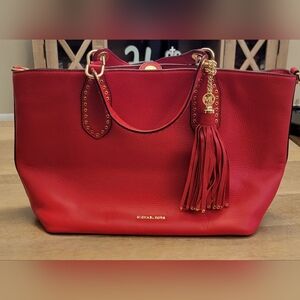Michael Kors Medium Red Leather Tote Bag